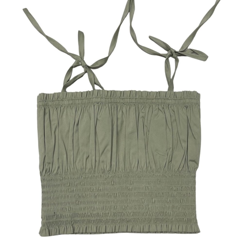DANIELLE BERNSTEIN Green Spaghetti Strap Crop Top Top XS